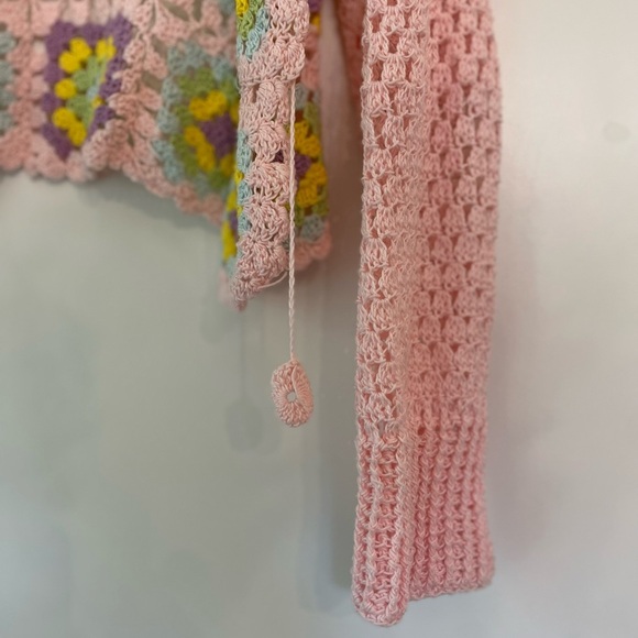 Hand Crocheted Multi Colored Cardigan - Picture 5 of 8